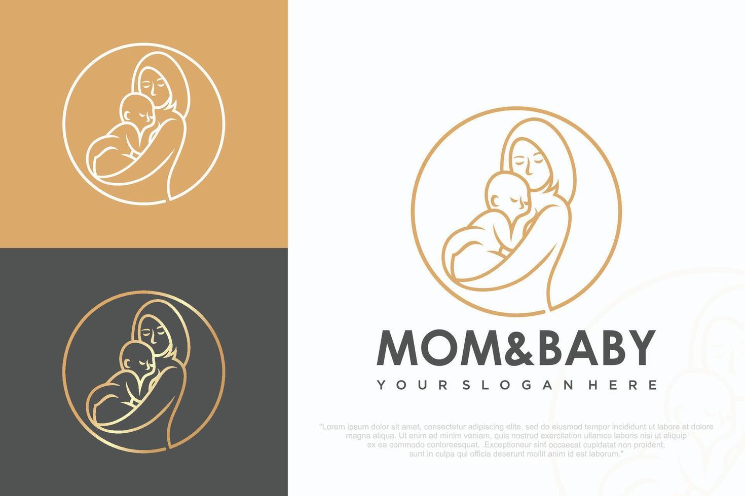 Mom and baby logo design ,icon with unique element concept illustration . vector