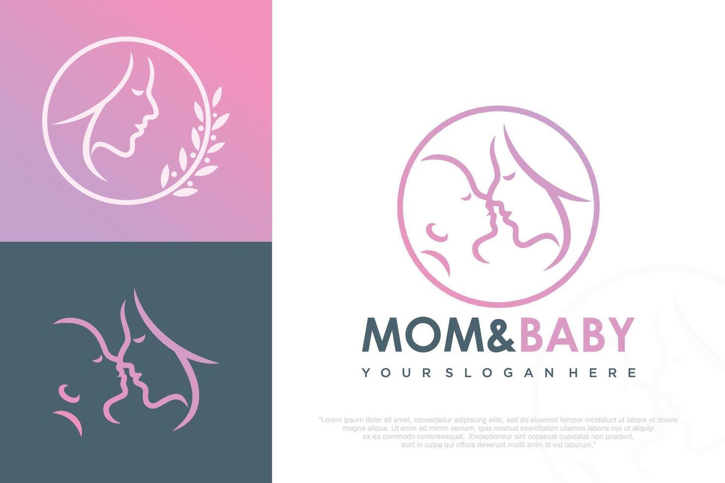 Mom and baby logo design icon with unique element concept .illustration. vector