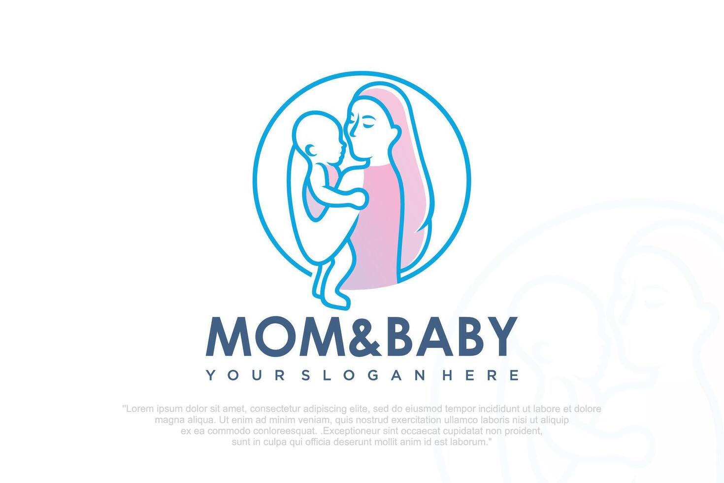 Mom and baby logo design icon with unique element concept. illustration. vector