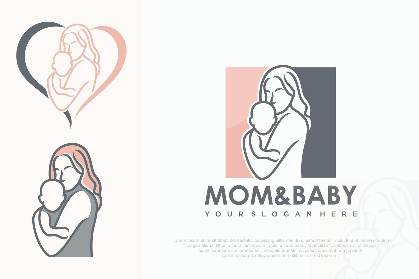 Mom and baby logo design . icon with unique element concept illustration. vector