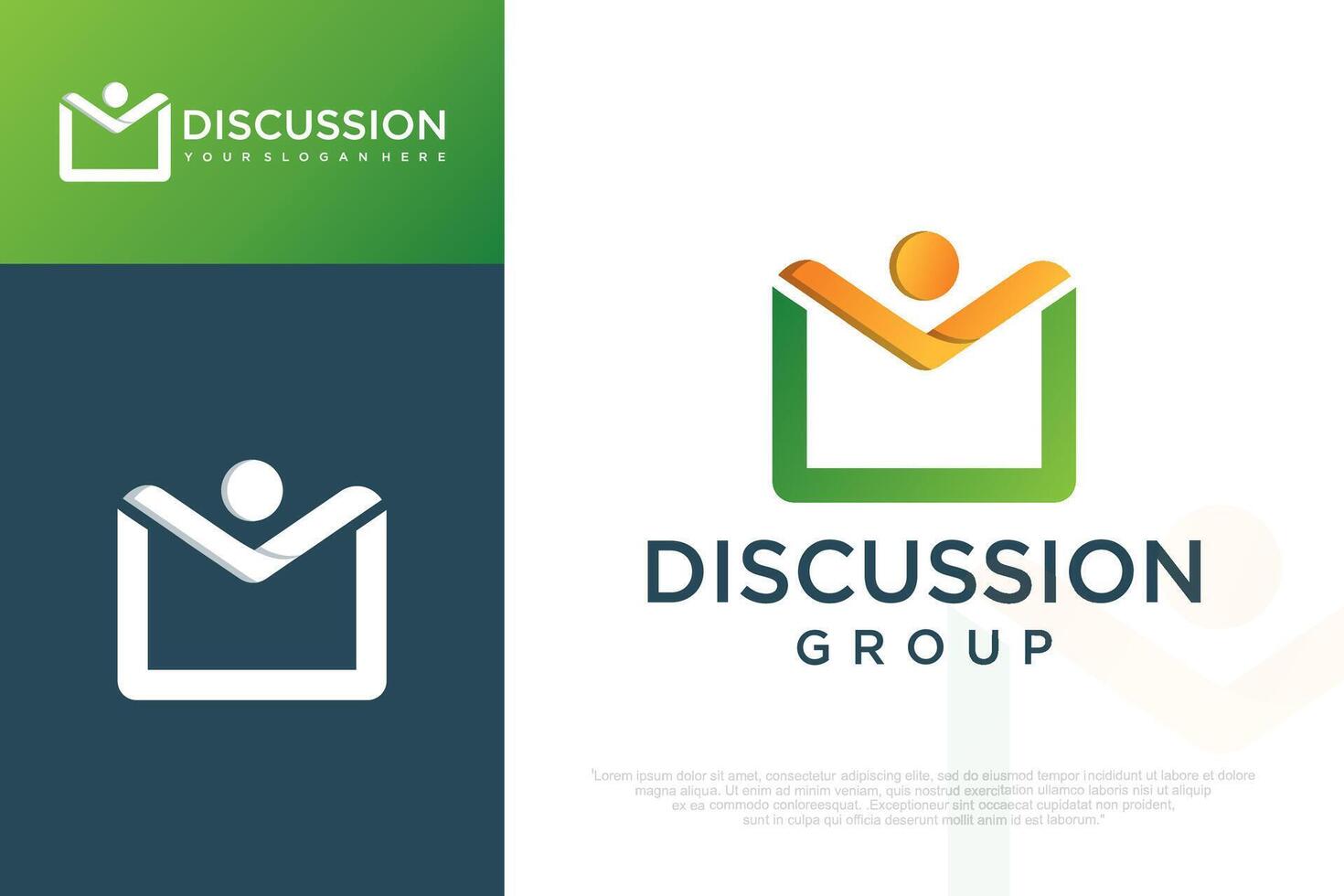 group chat logo design , combination with people and chat illustration vector