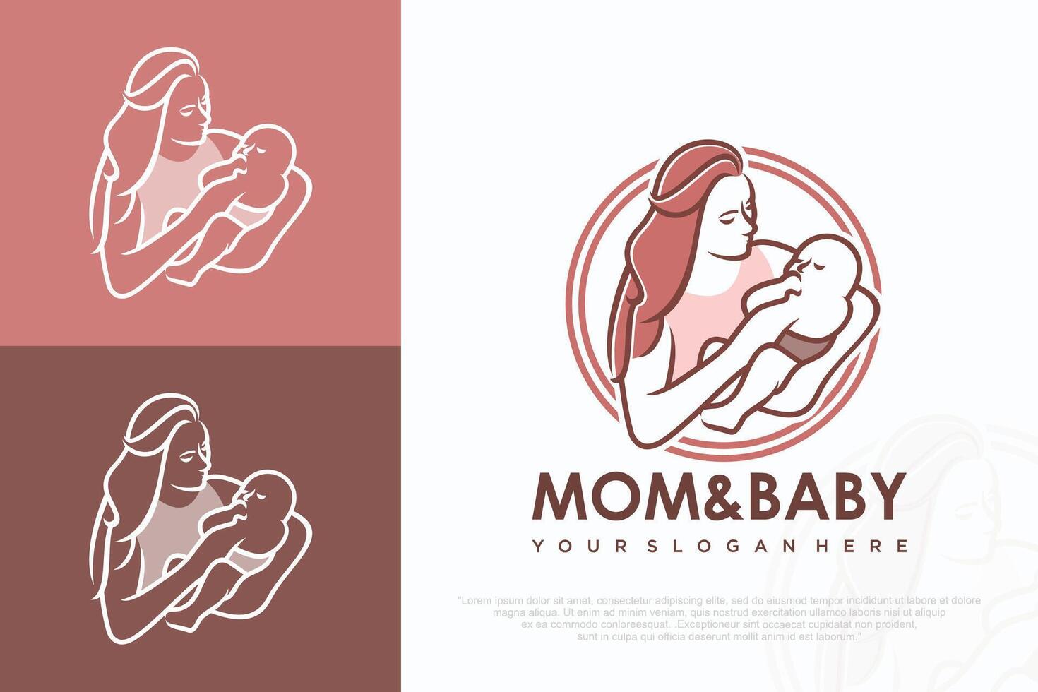 Mom and baby logo design ,icon with unique element concept illustration. vector