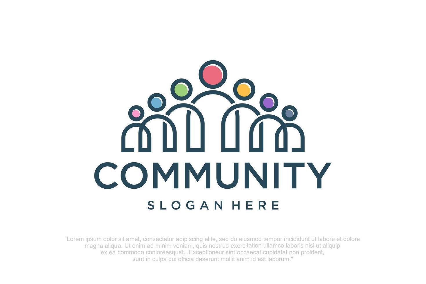 abstract teamwork logo design , minimalist style vector