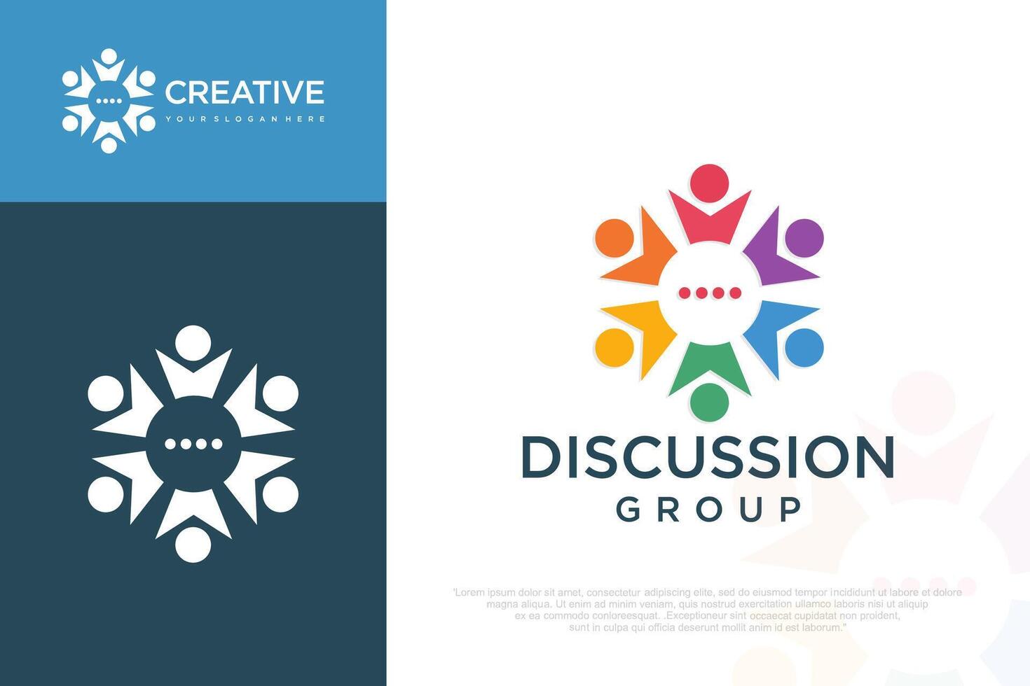 group chat logo design , combination with people and chat . vector