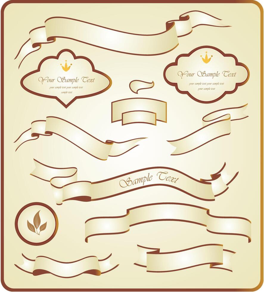 Elegant Golden Ribbon Badges and Luxury Label Collection vector