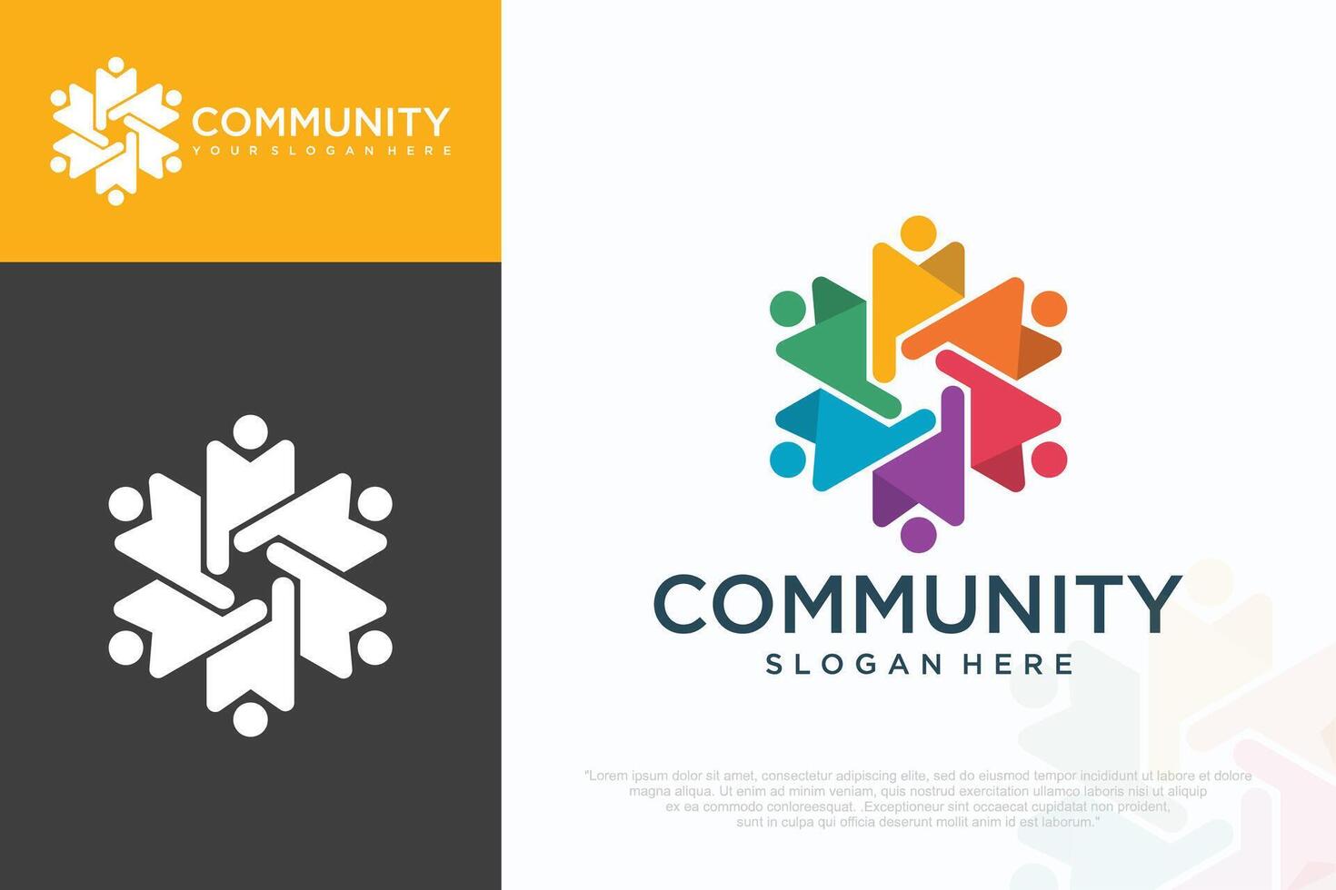 creative colorful social group logos design illustration vector