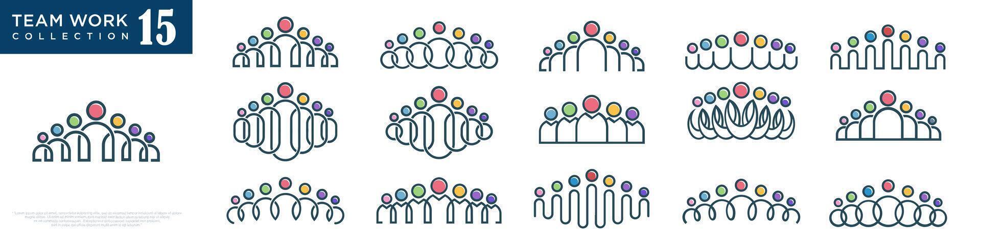 abstract teamwork logo design , minimalist style , illustration vector
