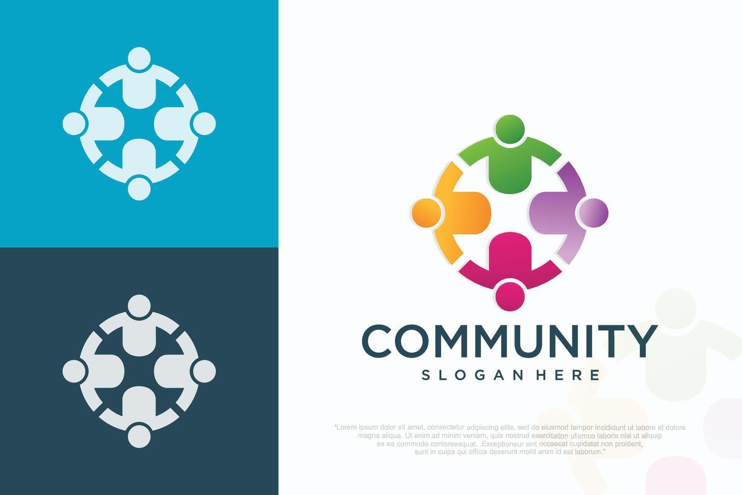 simple teamwork logo icon business abstract illustration vector
