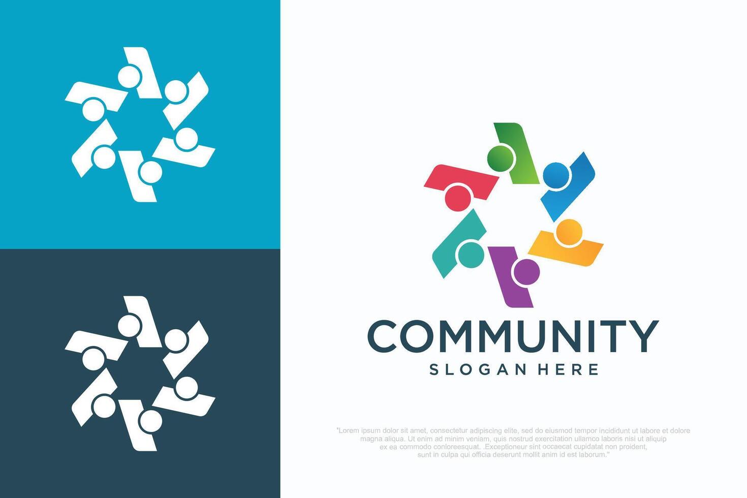 modern teamwork logo icon business abstract illustration vector