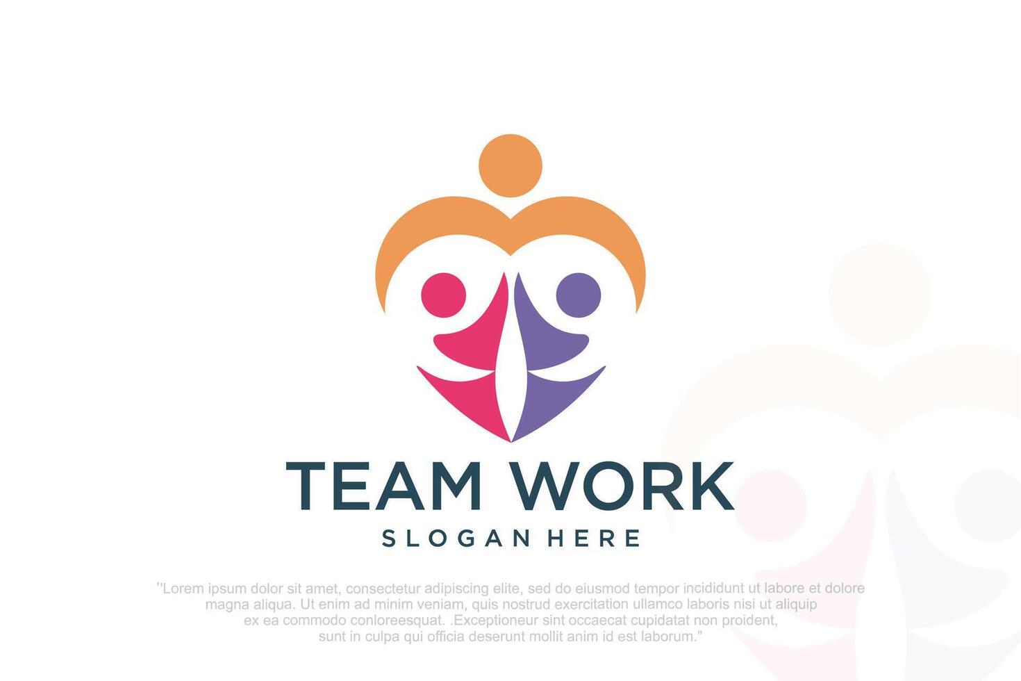 Love family logo icon design with heart graphic element symbol for parenting illustration vector