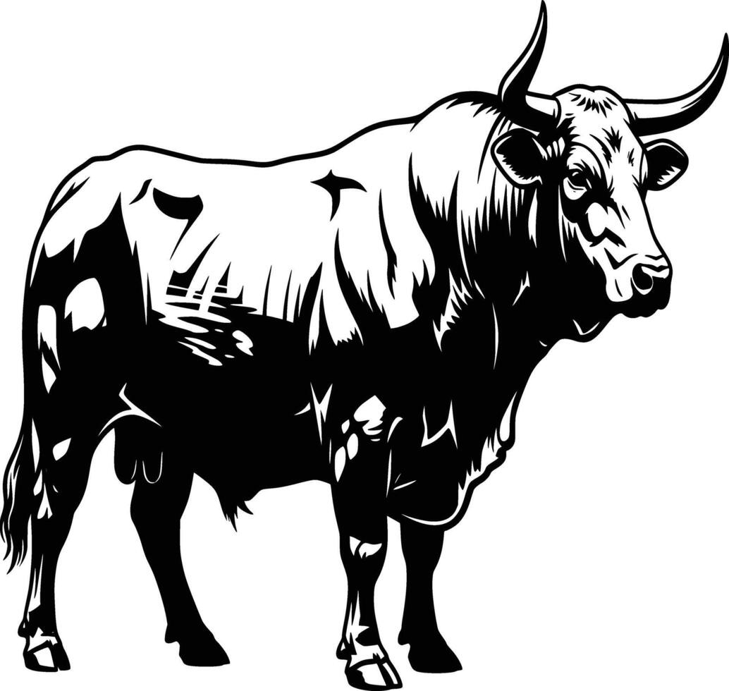 cow silhouette image white background full body vector