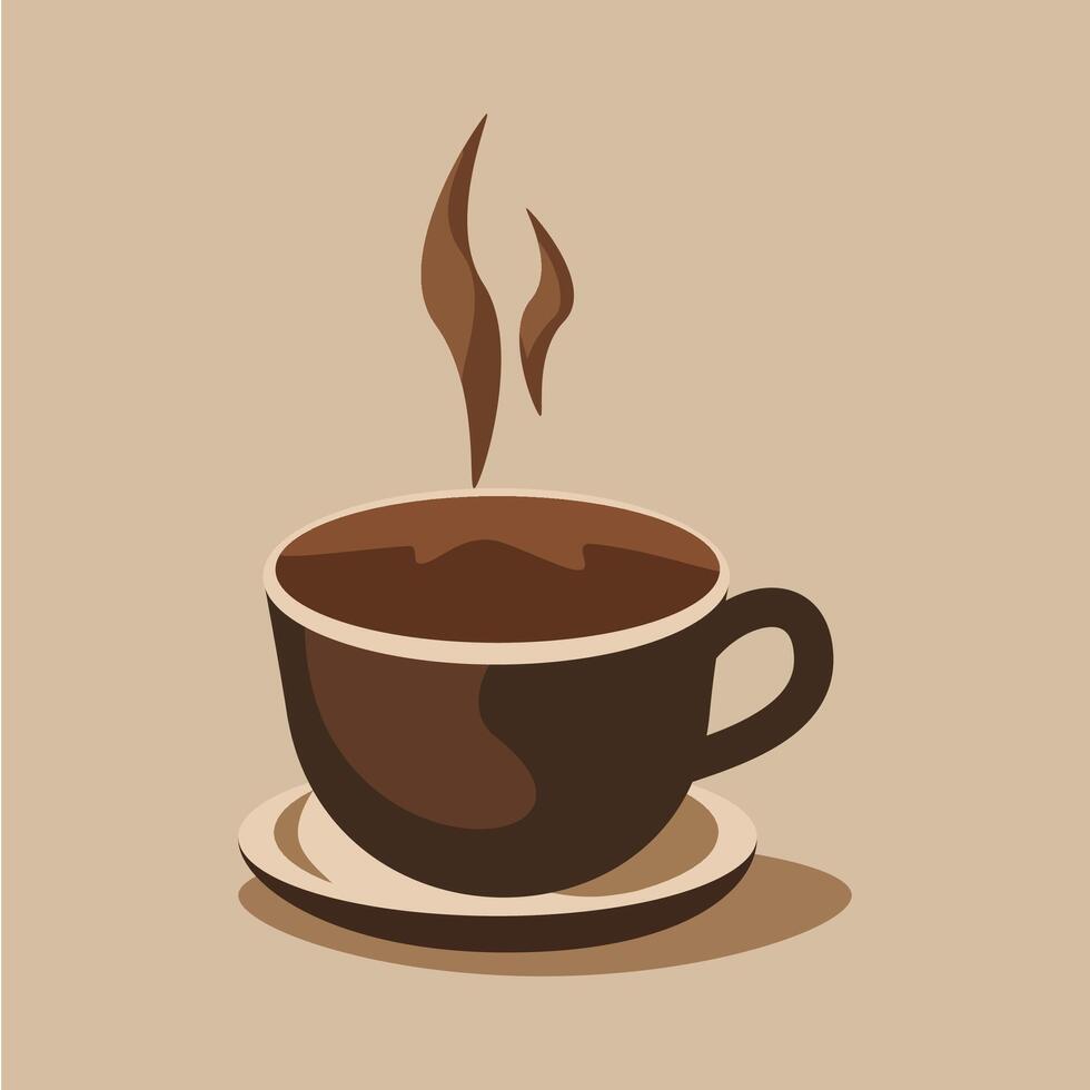 A coffee cup and a saucer with coffee steam. vector