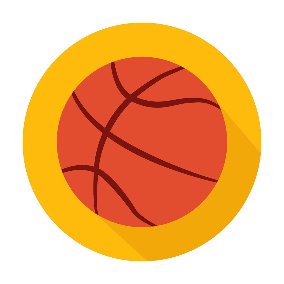 Basketball ball icon on yellow background. vector