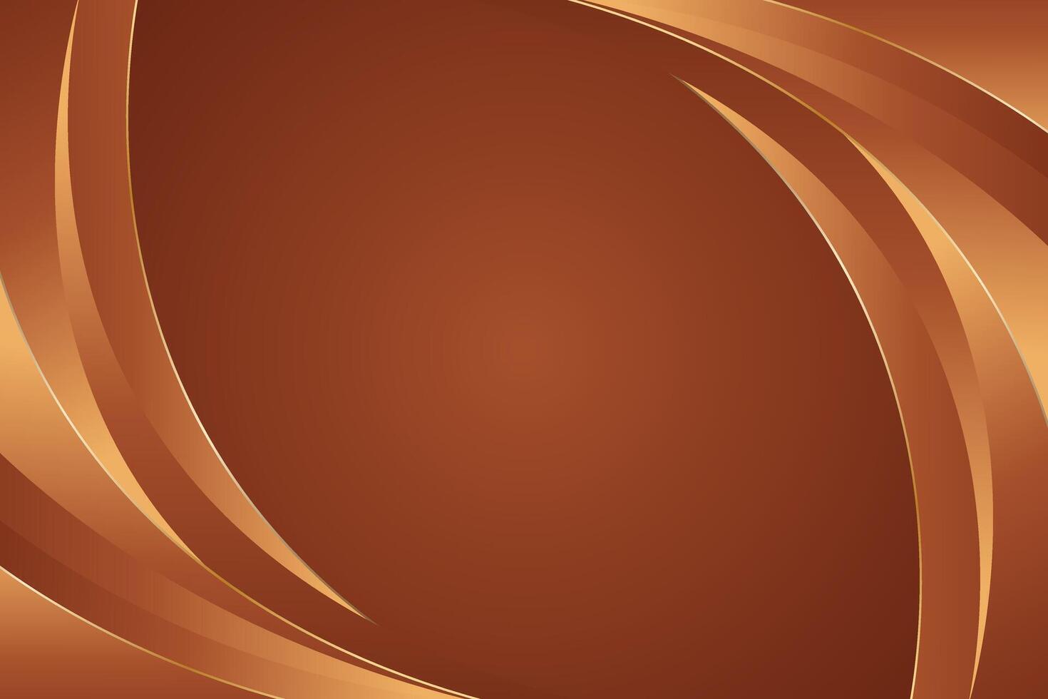 Abstract bronze luxury curve background with gold lines vector