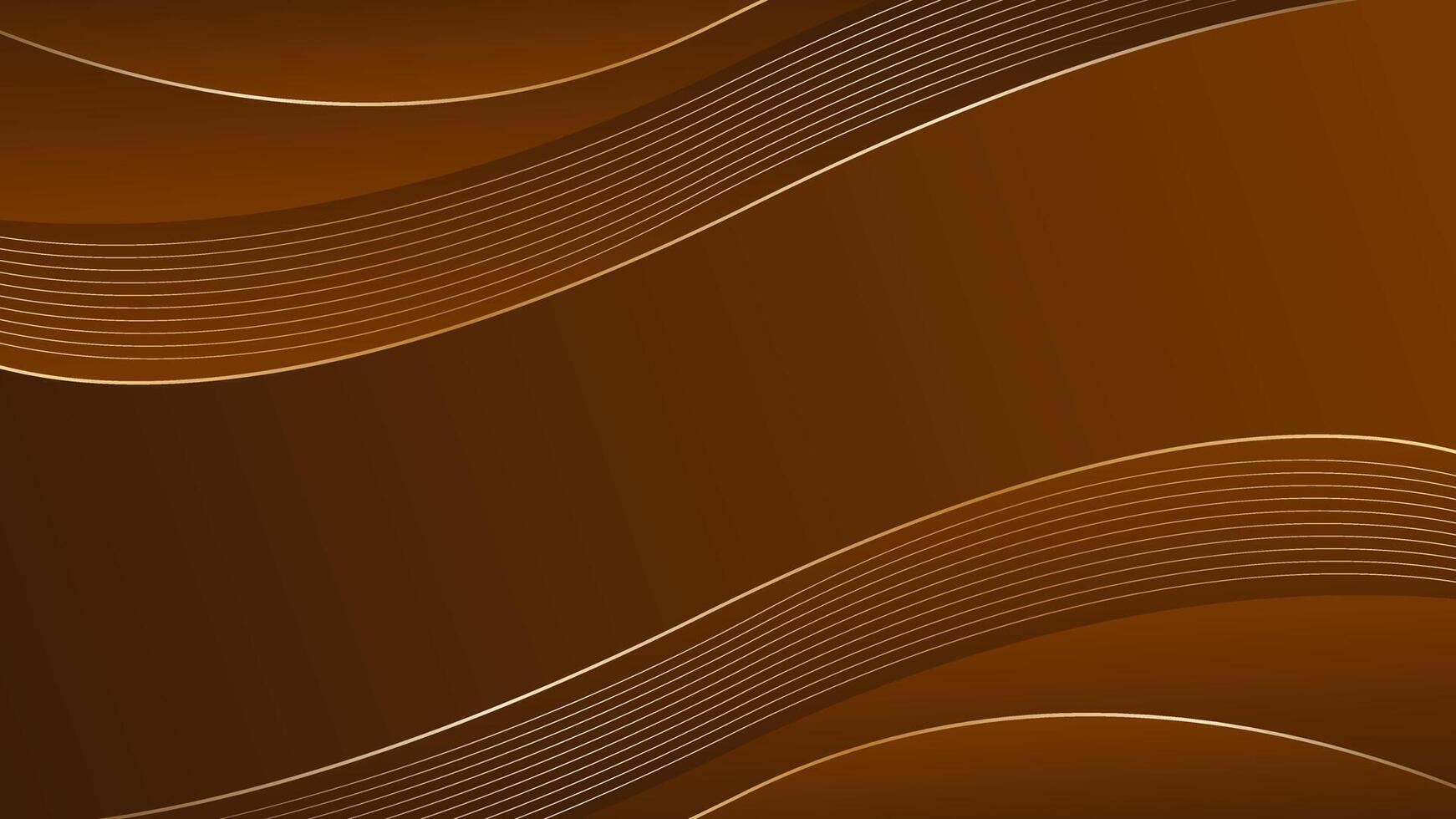 Abstract dark brown luxury background with gold lines. Elegant wave modern wallpaper. Template banner background for sales, ads, events, awards, web, pages, and others vector