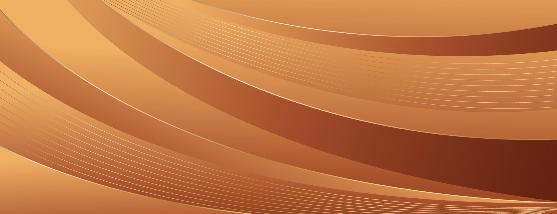 Elegant bronze luxury banner background with gold lines vector