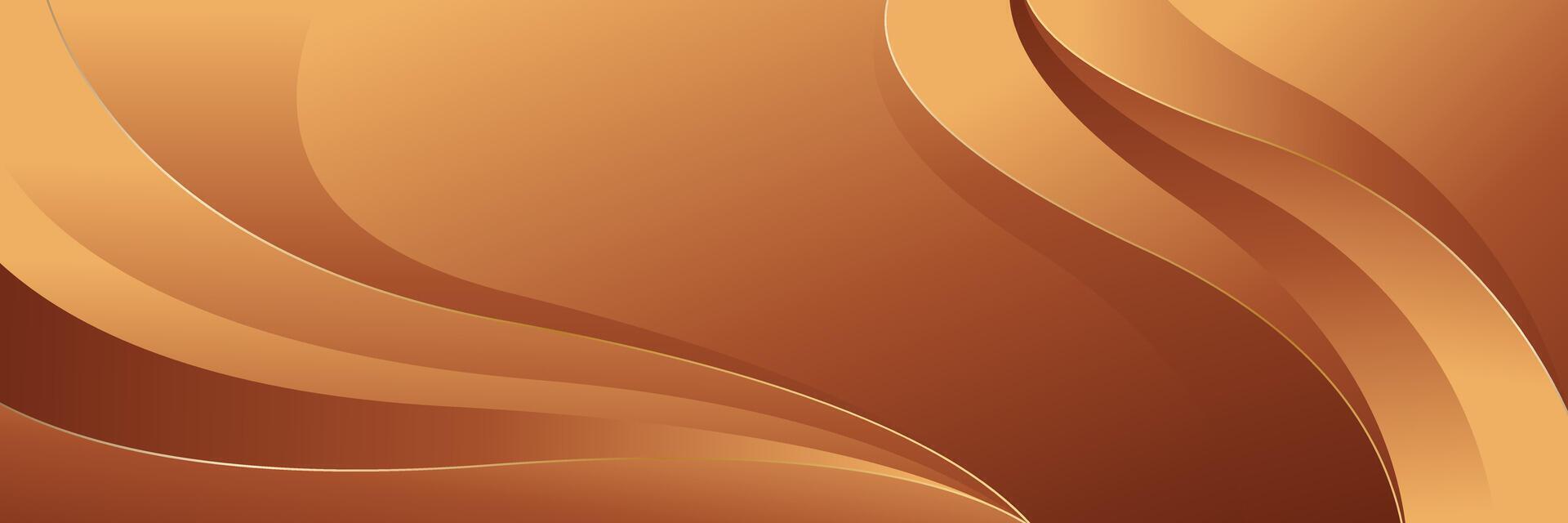 Elegant bronze luxury banner background with wave shapes vector