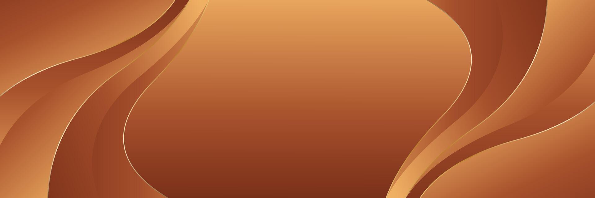 Elegant bronze luxury wave background with gold accents. Abstract modern banner design vector