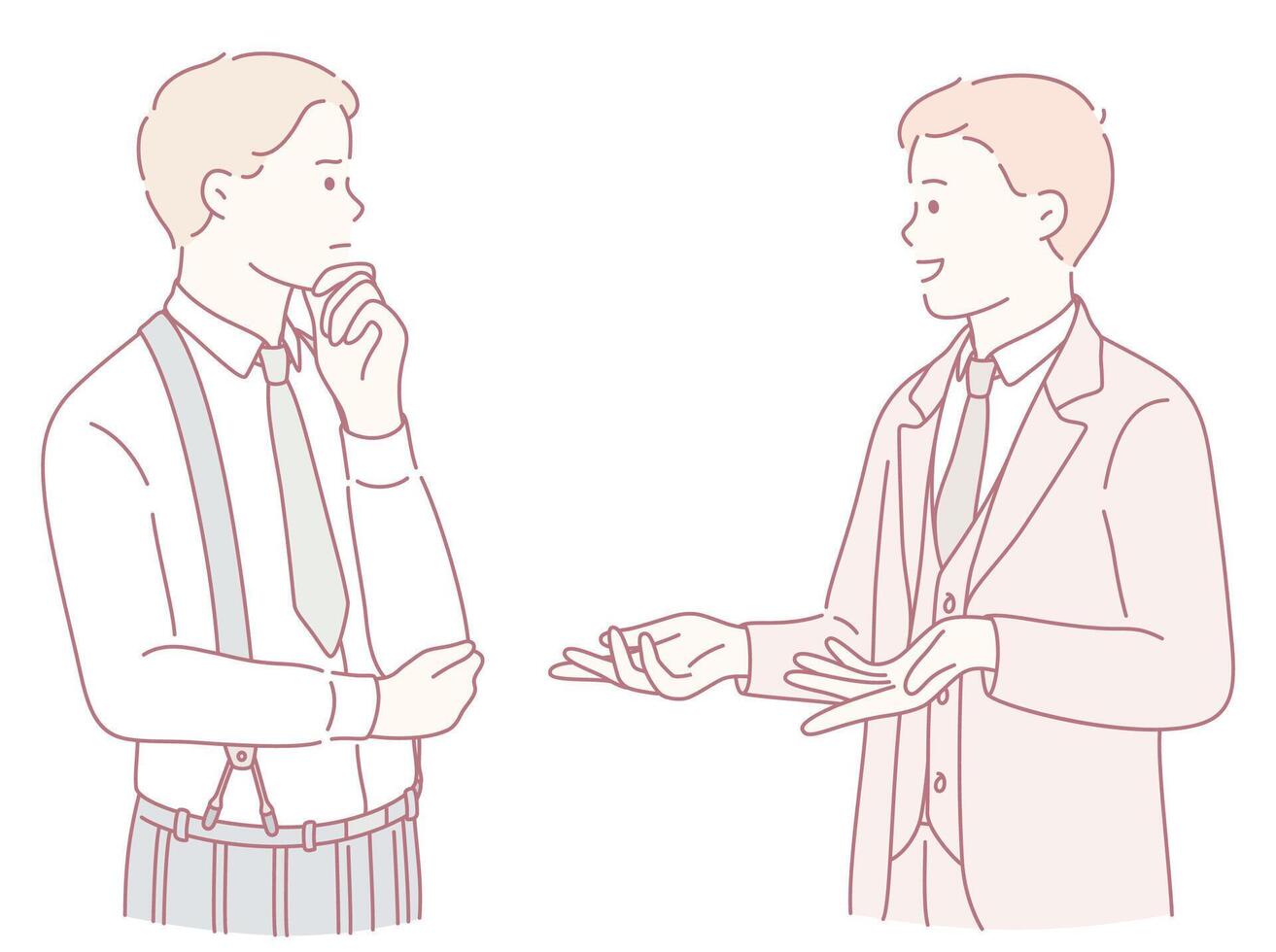 Two Men Engaged in an Engaging and Meaningful Conversation while Dressed in Formal Attire vector