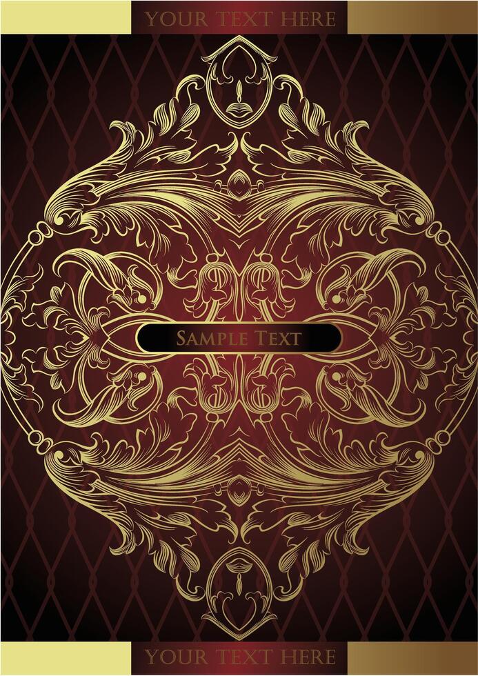 Luxury Golden Ornamental Frame on Red Background, Elegant Art Design vector