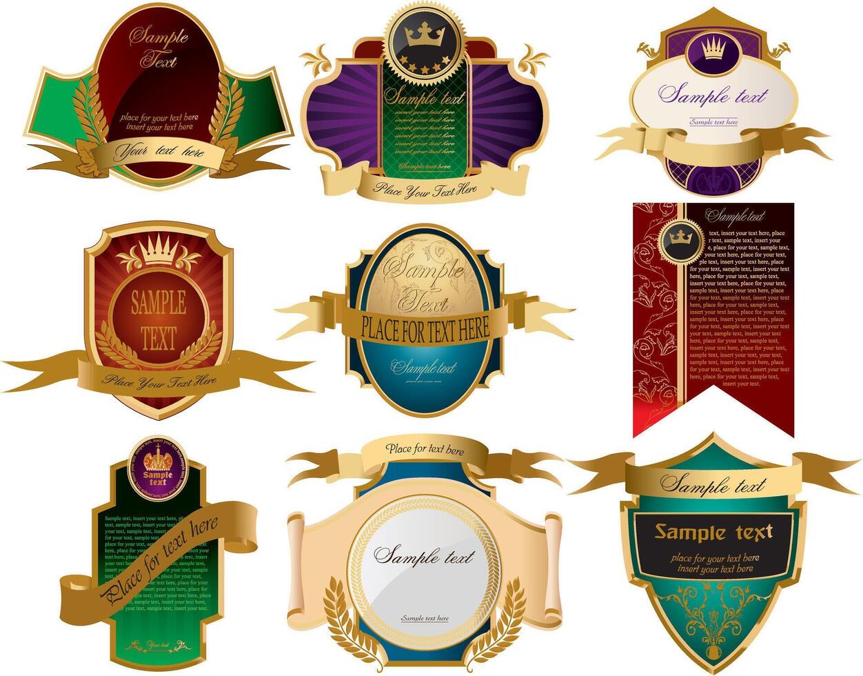 Collection of elegant decorative labels and badges vector