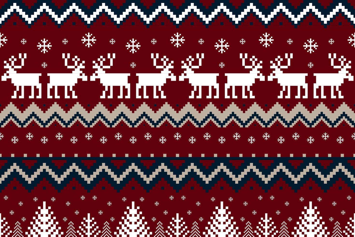Red Christmas ethnic pattern vector