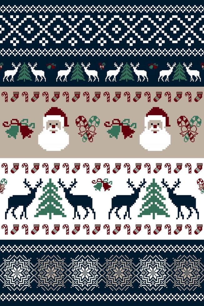 Blue Christmas with Santa pattern vector
