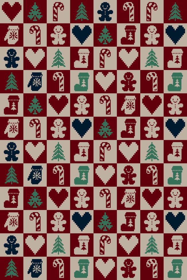 checkerboard Christmas design vector