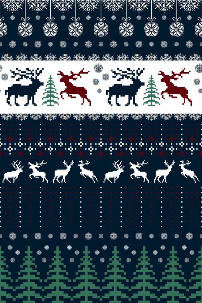 Blue Christmas reindeer pattern vector