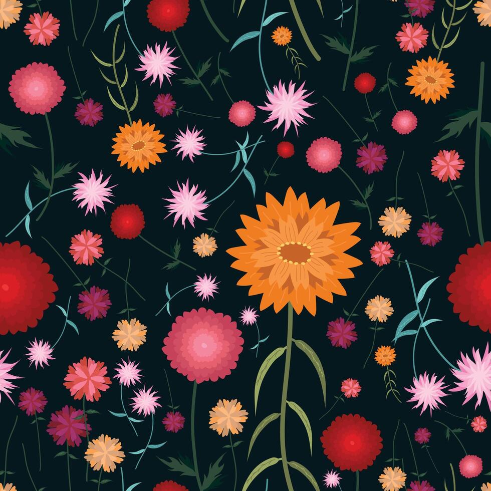 Seamless wild flower design vector