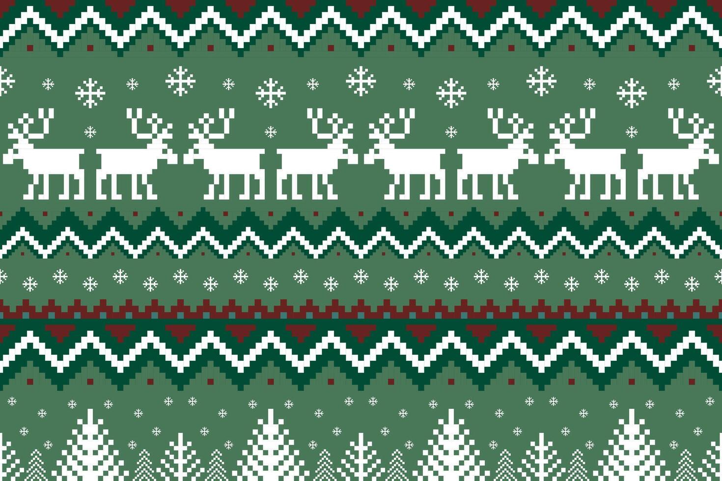 Green Christmas ethnic pattern vector