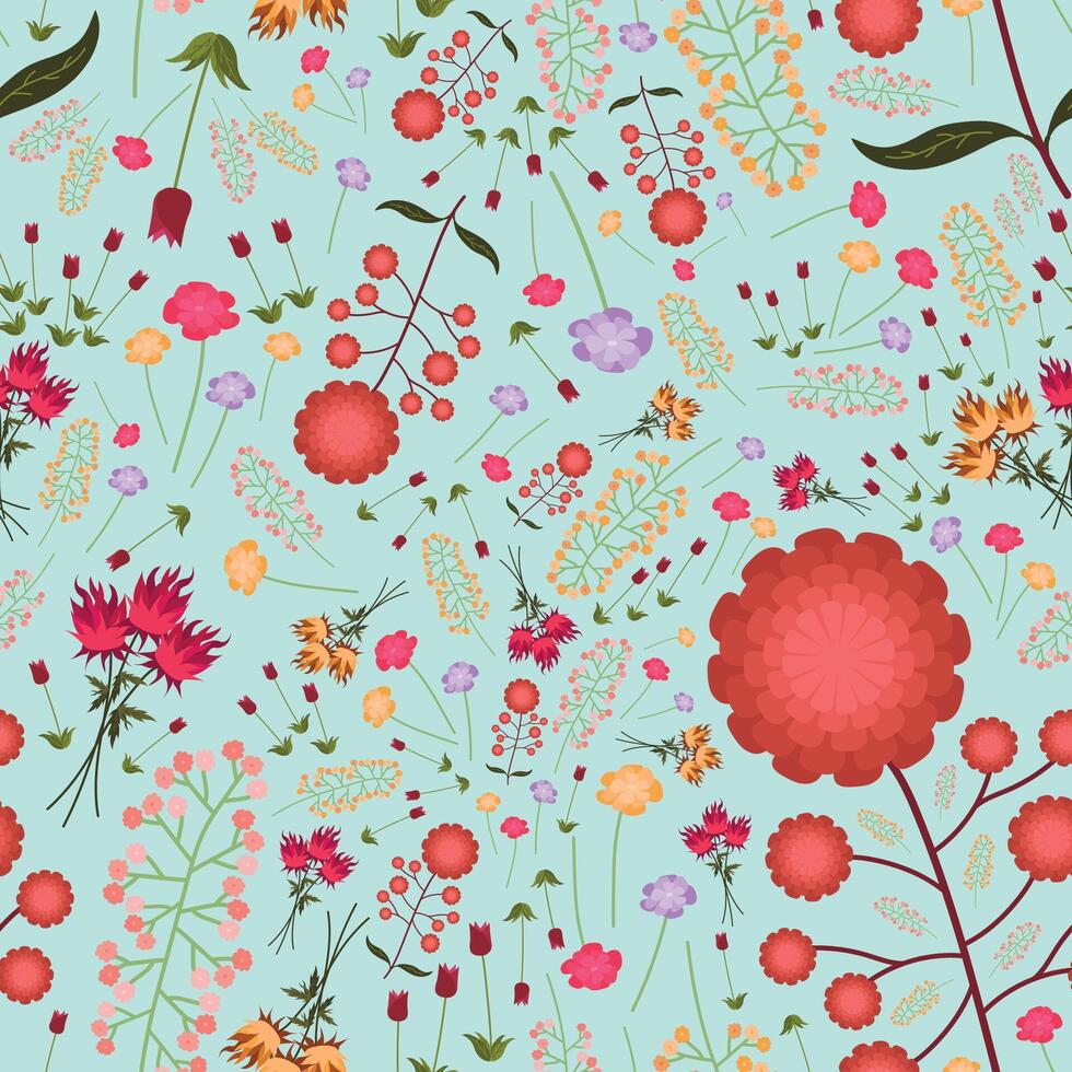 Seamless wild floral design vector