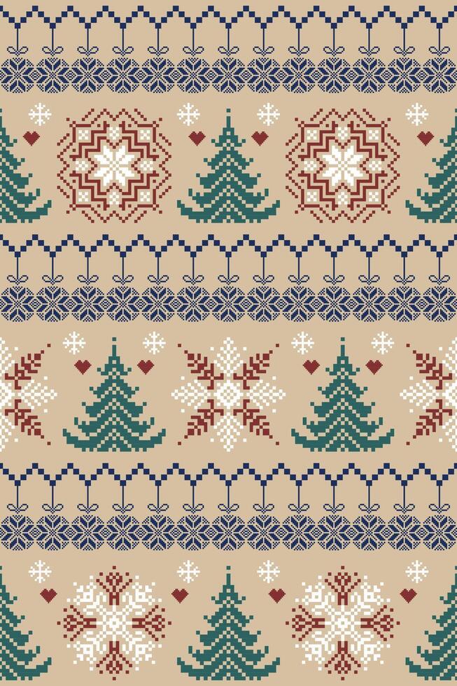 Beige Christmas with pine trees jumper vector