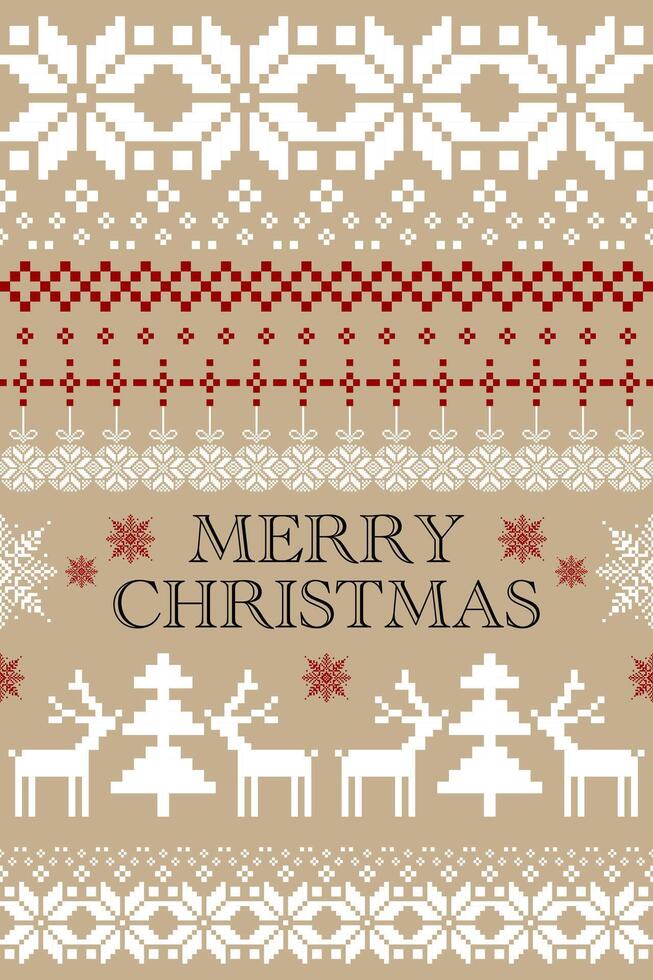 Merry Christmas beige pattern vector