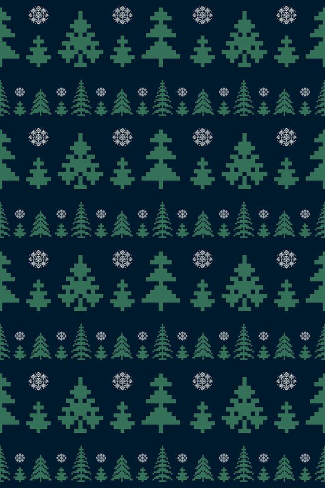 Pine trees Christmas pattern vector