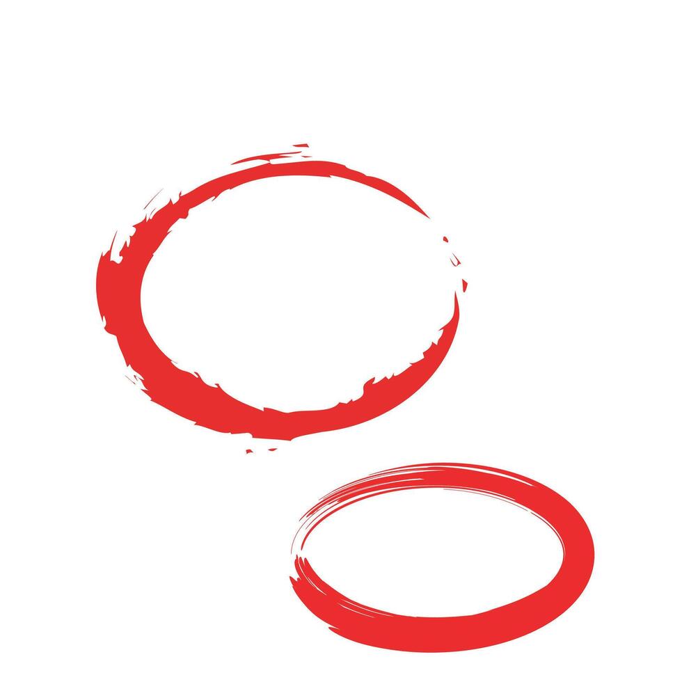 red circle brush stroke texture vector
