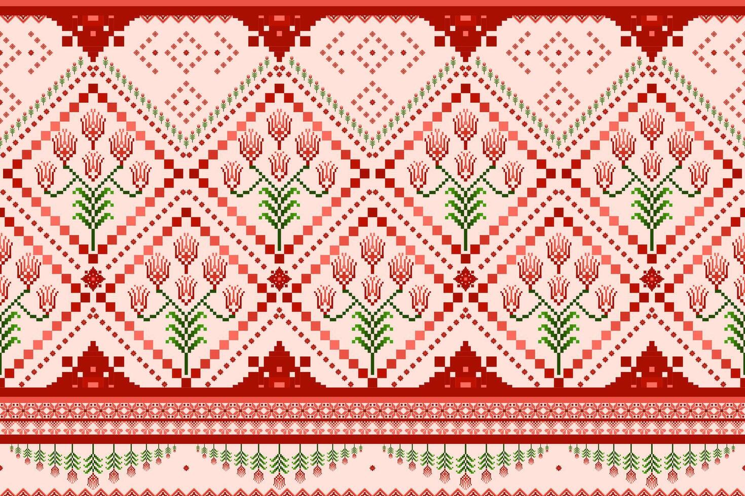 Cute orange flower ethnic pattern vector