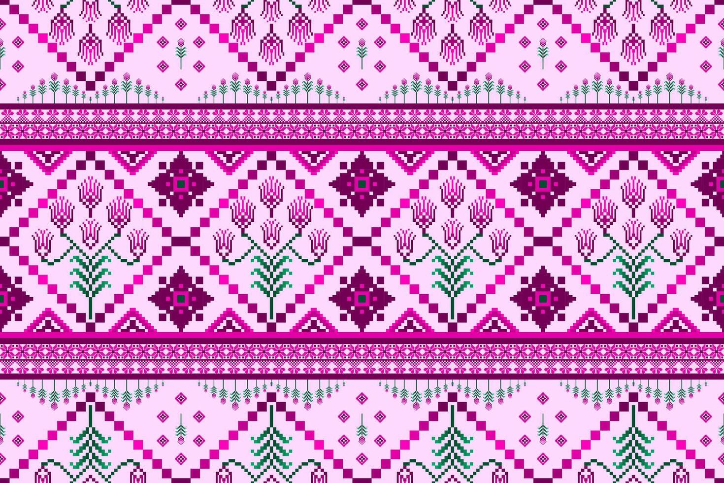Purple flower ethnic pattern vector
