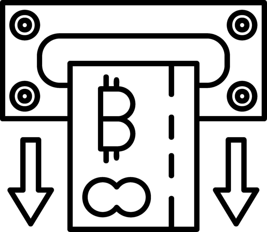 Bitcoin Withdraw Outline Style Icon vector