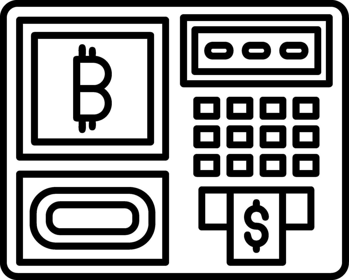 Bitcoin Atm Outline Style Icon vector