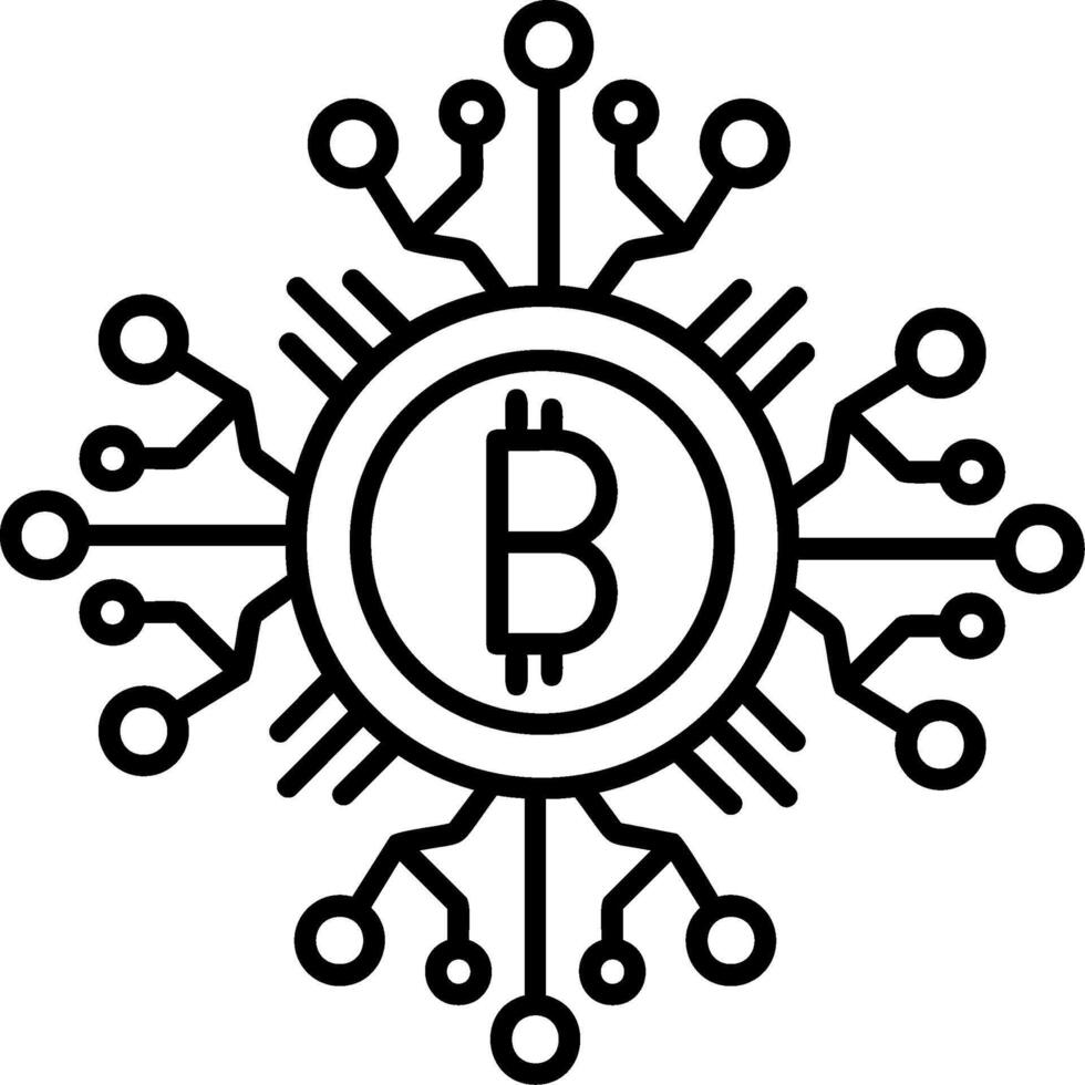 Bitcoin Network Outline Style Icon vector