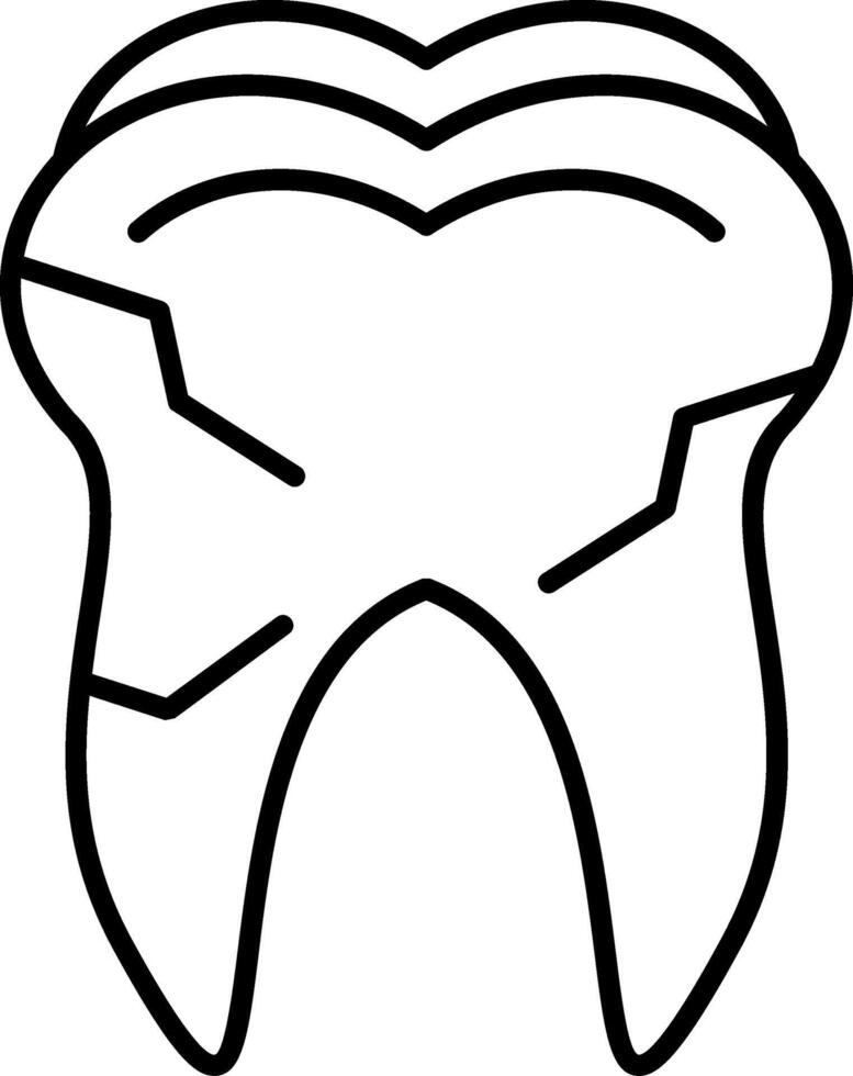 Tooth Crack Outline Style Icon vector