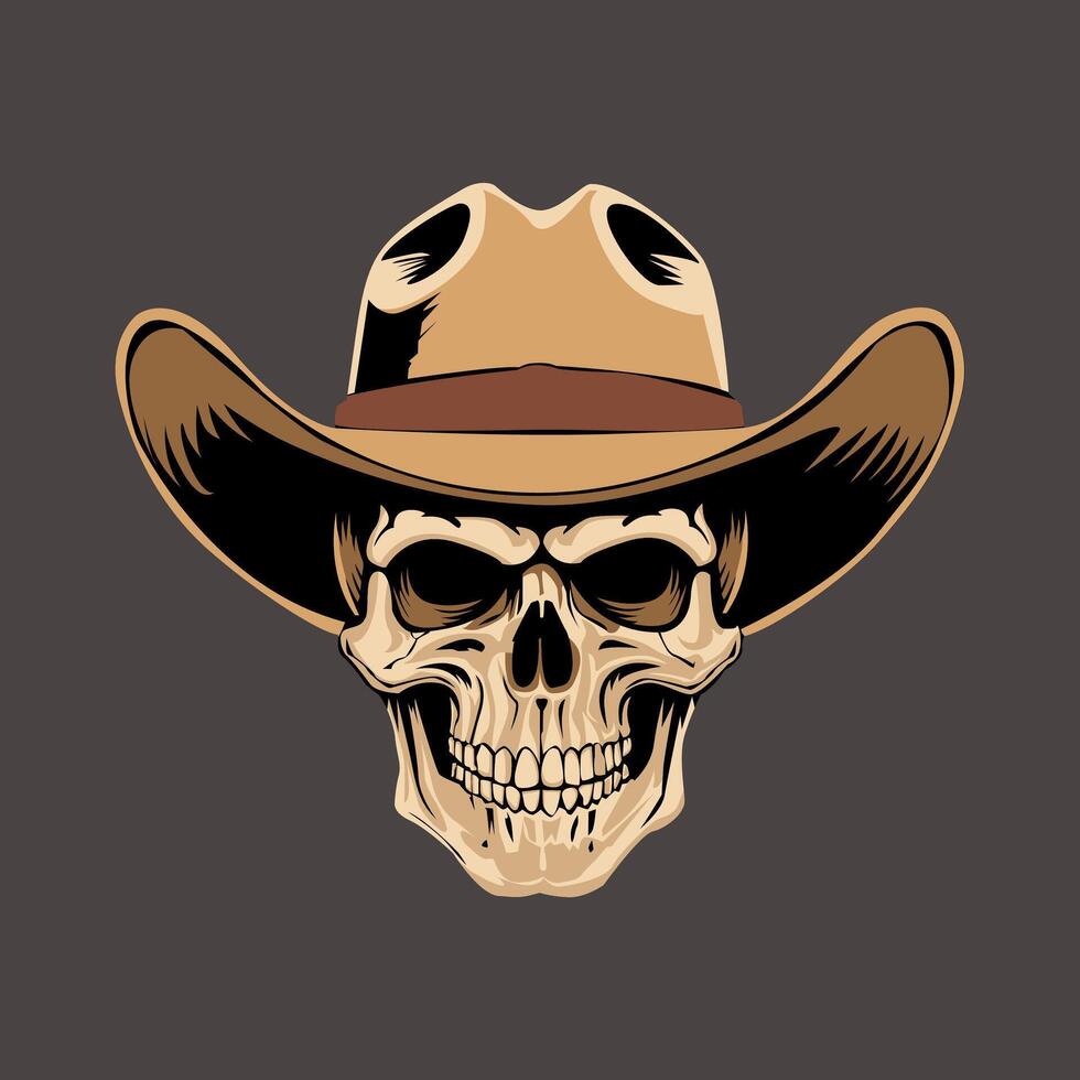 skull in cowboy hat illustration vector