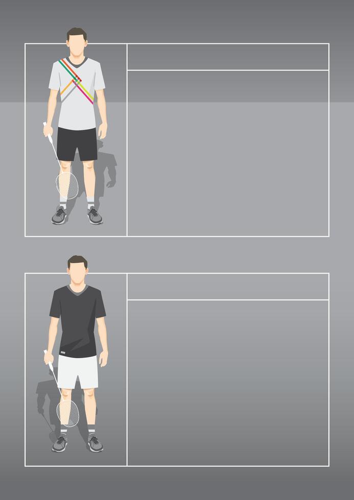 Badminton Players information data on Court - Flat Illustration for Sports Presentation vector