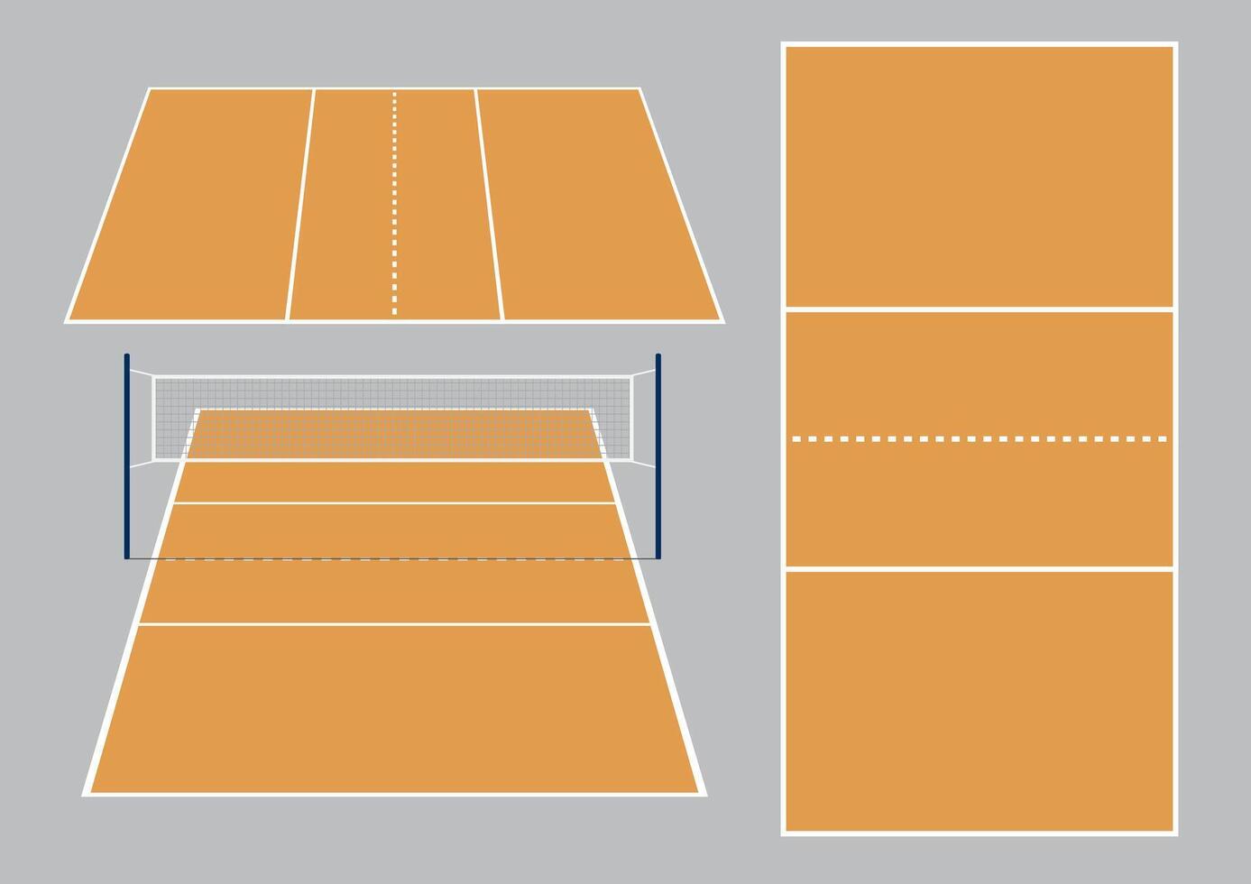 Volleyball Court Diagram in different Perspective View for infographic purpose vector