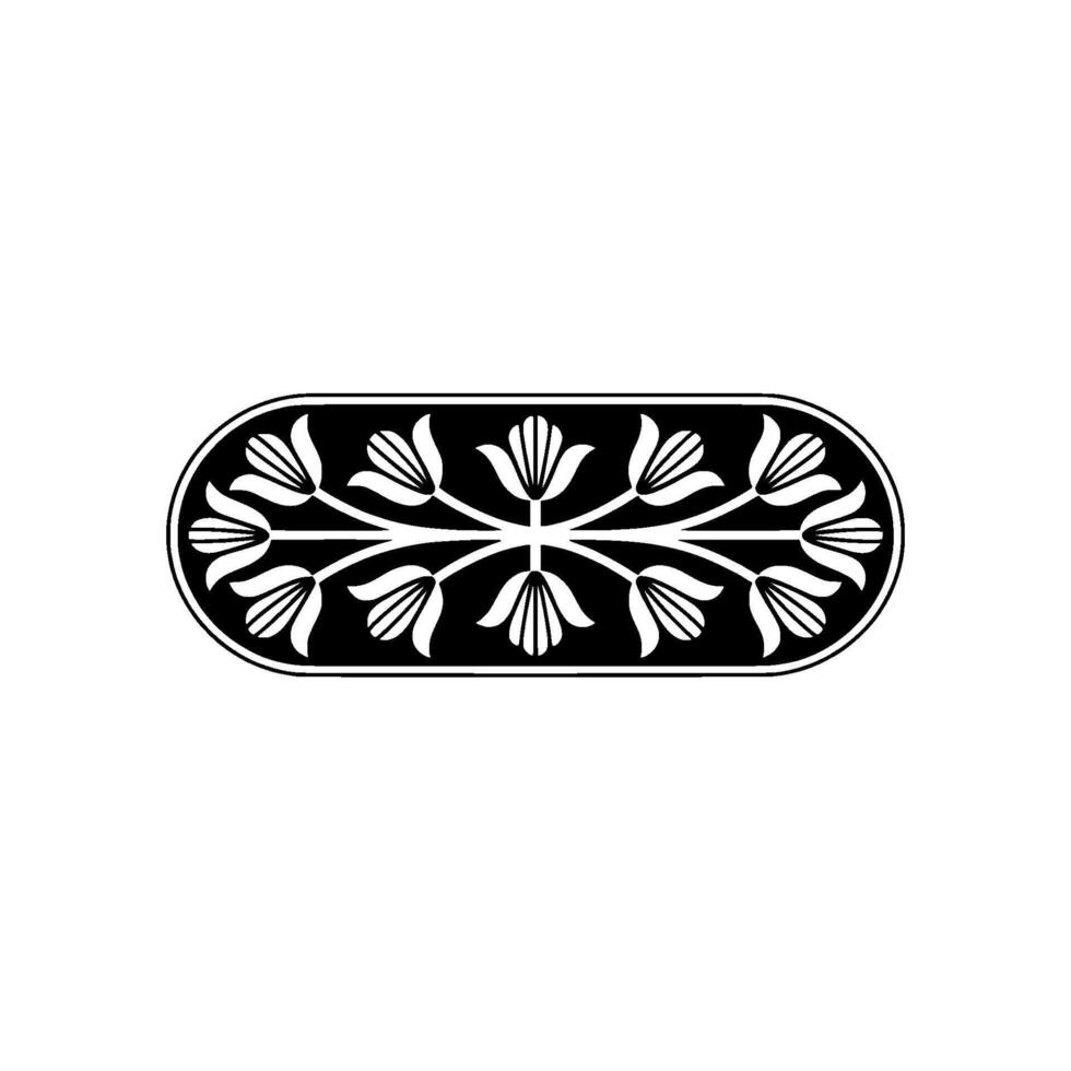 Elegant Black White Floral Ornament , Symmetrical, Decorative. vector