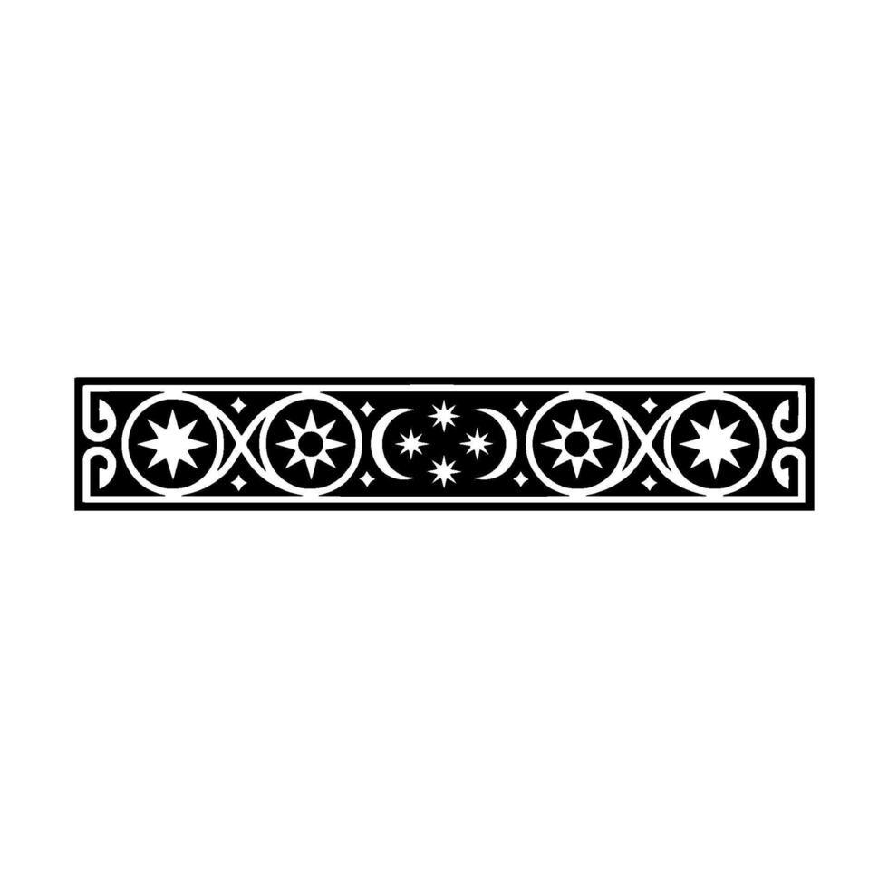 Celestial Border Pattern, Black and White, Ornamental. vector
