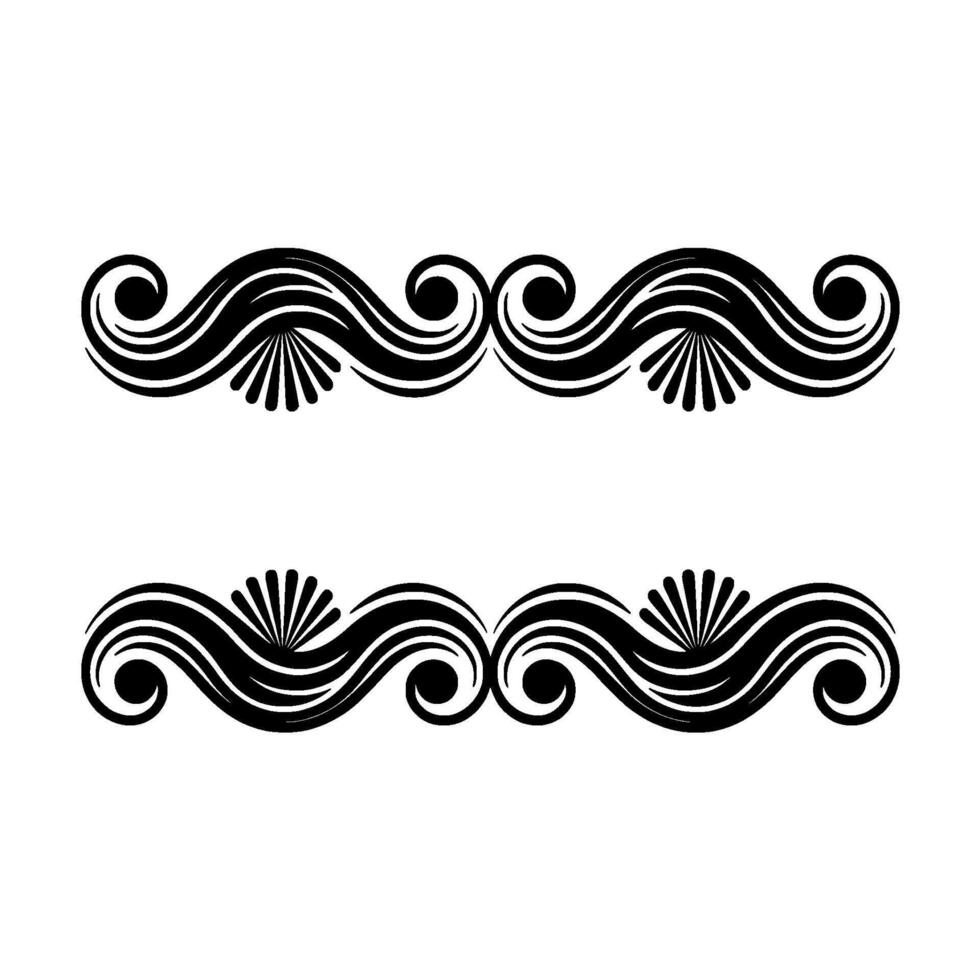 Decorative Black Flourish Borders on Light Gray Background. vector