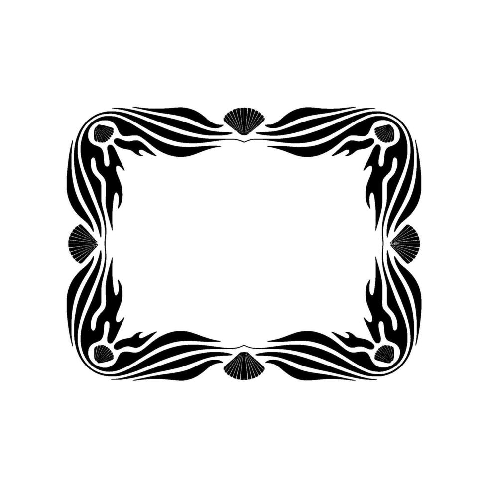 Art Deco Seashell Frame on White, Minimalist. vector