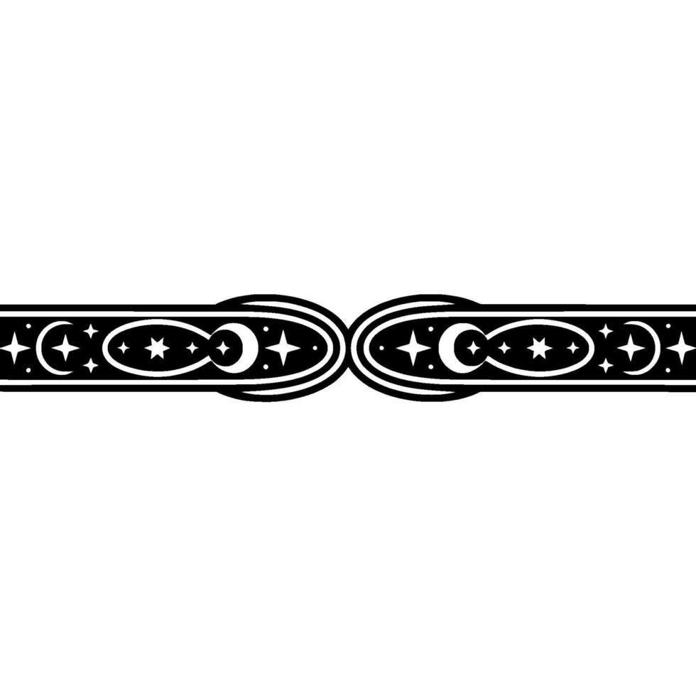 Elegant Celestial Border Illustration Crescent Moons and Stars. vector